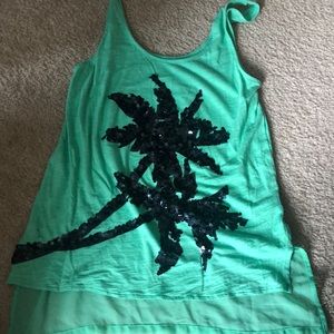 lime palm green express bedazzled tank